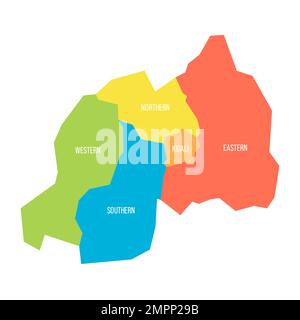 Rwanda carte politique des divisions administratives Illustration de Vecteur