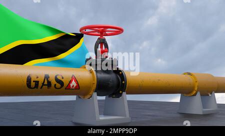 Tanzanie gaz, gaz naturel en Tanzanie, valve sur le principal gazoduc Tanzanie, sanctions relatives au gaz, 3D travaux et 3D images Banque D'Images