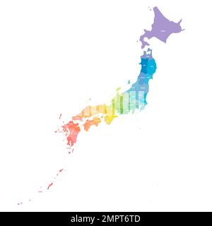 Japon carte politique des divisions administratives Illustration de Vecteur