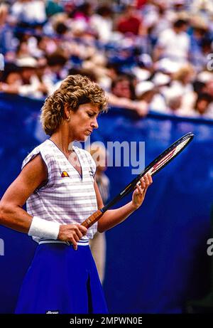 Chris Evert (États-Unis) participe à l'Open de tennis américain 1985. Banque D'Images