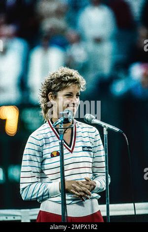 Chris Evert (États-Unis) participe à l'Open de tennis américain 1984. Banque D'Images