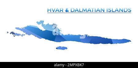 Carte polygonale vectorielle des îles Hvar et Dalmatie. Îlot géométrique dynamique de style poly bas. Illustration créative de vos infographies. Technologie, dans Illustration de Vecteur