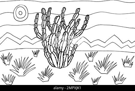 Page de coloriage avec cactus Illustration de Vecteur