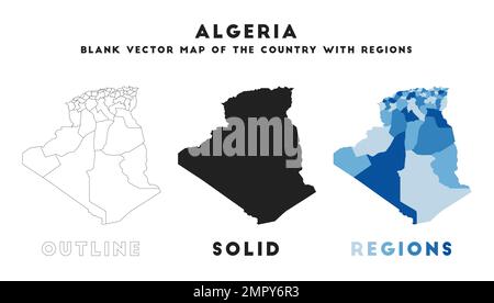 Carte de l'Algérie. Frontières de l'Algérie pour votre infographie. Forme vectorielle du pays. Illustration vectorielle. Illustration de Vecteur