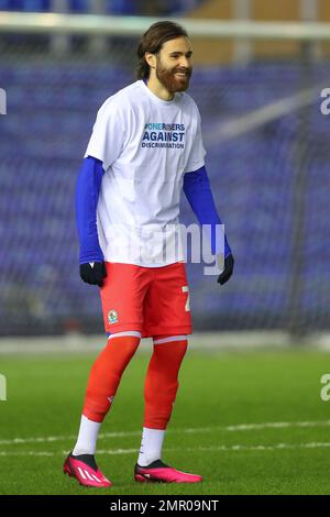 Ben Brereton Díaz #22 de Blackburn Rovers pendant l'échauffement avant le match de la quatrième ronde de répétition de la coupe Emirates FA Birmingham City vs Blackburn Rovers à St Andrews, Birmingham, Royaume-Uni, 31st janvier 2023 (photo de Gareth Evans/News Images) Banque D'Images