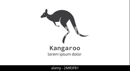 logo moderne abstrait du kangourou de saut Illustration de Vecteur