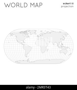 Carte du monde. Globe en projection eckert iii, avec style de lignes de réticule. Illustration vectorielle. Illustration de Vecteur