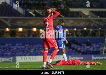 Ben Brereton Díaz #22 de Blackburn Rovers réagit à Bradley Dack #23 de Blackburn Rovers manquant une chance de marquer pendant la coupe Emirates FA quatrième série Replay match Birmingham City vs Blackburn Rovers à St Andrews, Birmingham, Royaume-Uni, 31st janvier 2023 (photo de Gareth Evans/News Images) Banque D'Images