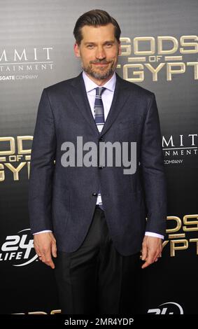 Nikolaj Coster Waldau vu lors de la première de New York de « Gods of Egypt » à AMC Loews Lincoln Square à New York City, New York. 24th février 2016. . + Banque D'Images