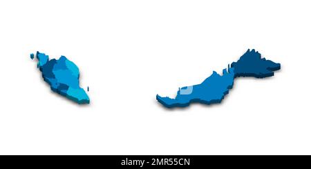 Malaisie carte politique des divisions administratives Illustration de Vecteur