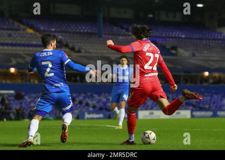 Ben Brereton Díaz #22 de Blackburn Rovers a tourné au but pendant la coupe Emirates FA quatrième Round Replay match Birmingham City vs Blackburn Rovers à St Andrews, Birmingham, Royaume-Uni, 31st janvier 2023 (photo par Gareth Evans/News Images) Banque D'Images