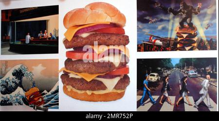 EXCLUSIF !! Il s'agit du célèbre Heart Attack Grill, un restaurant de restauration rapide sur le thème de l'hôpital en Arizona, connu pour son personnel de serveuse qui s'habille avec des uniformes d'infirmières méchants et un menu qui favorise un régime malsain de hamburgers incroyablement grands. Les serveuses (infirmières) prennent des commandes (ordonnances) des clients (patients). Une étiquette (semblable à une étiquette d'hôpital) est placée sur le poignet du patient montrant les aliments qu'il a commandés et un « indicateur », le Dr Jon examine les « patients » avec un stéthoscope. Le menu comprend les hamburgers à simple Bypass, les hamburgers à double Bypass, les hamburgers à triple Bypass et les quadruples Bypas Banque D'Images