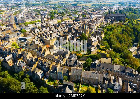 Vue aérienne de la ville française de Fougères, Bretagne Banque D'Images