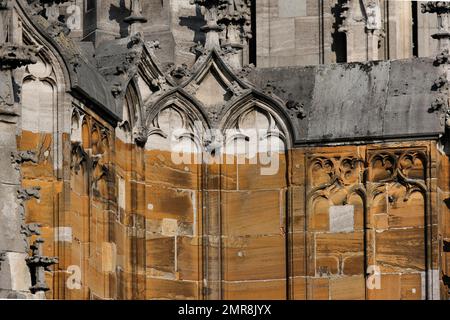 Cathédrale d'Ulm, ornementation sur la tour ouest, détails, Ulm, Bade-Wurtemberg, Allemagne, Europe Banque D'Images