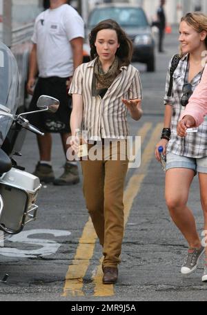 Ellen page films sur l'ensemble du nouveau film "création", également connu sous le titre de travail "Oliver's Ashes". Los Angeles, Californie. 9/3/09. Banque D'Images