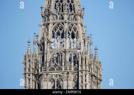 Cathédrale d'Ulm, ornementation sur la tour ouest, détails, Ulm, Bade-Wurtemberg, Allemagne, Europe Banque D'Images