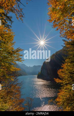 Vue sur Königssee depuis le coin du peintre, Schöngau, Berchtesgadener Land, Bavière, Allemagne, Europe Banque D'Images