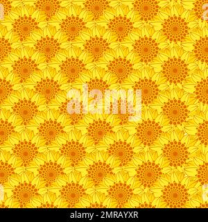 Motif fleuri sans couture à tête de tournesol vectorielle. Motif sans couture de tournesols jaunes. Fond floral tendance pour le textile, le tissu et le papier. Illustration de Vecteur