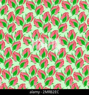 Motif fleuri sans couture avec boutons roses vectoriels. Magnifique arrière-plan de printemps. Motif sans couture avec roses. Illustration vectorielle. Illustration de Vecteur