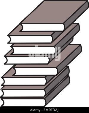 Livres empilés. Il y a un contour. Lecture d'une semaine ou d'une image d'interprétation. Illustration de Vecteur