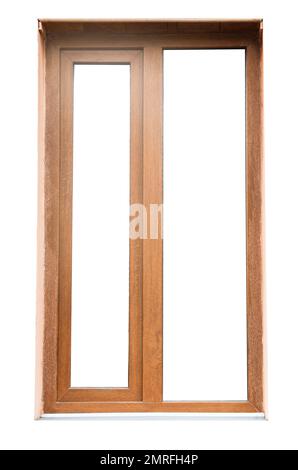 Grande fenêtre moderne marron sur fond blanc Banque D'Images