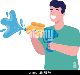 homme avec un pistolet à eau songkran Illustration de Vecteur