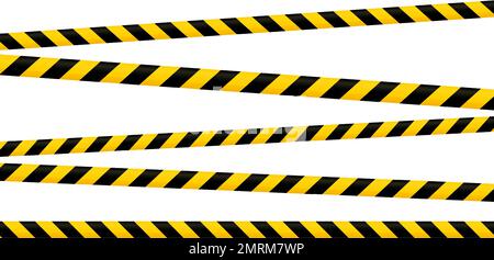 Jeu de ruban d'avertissement croisé. Bandes d'avertissement jaunes et noires. Répétition de la construction, danger, danger selloformes. Zones de restriction et d'interdiction Illustration de Vecteur