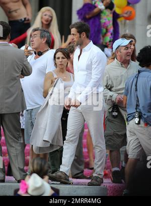 EXCLUSIF !! William Levy et James Belushi sont repérés sur des scènes de tournage pour leur prochain film, « A change of Heart ». Miami, Floride. 7 juin 2014. Banque D'Images