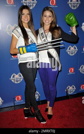 Miss Teen USA K. Lee Graham et Miss USA Nia Sanchez à Marvel Universe Live! Au Barclays Center de New York, NY. 13 août 2014. Banque D'Images