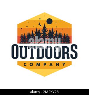 Logo Outdoors Company avant la nuit viennent. Illustration vectorielle Illustration de Vecteur