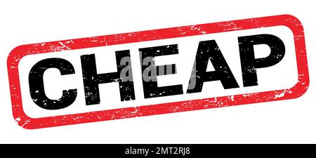 Texte BON MARCHÉ écrit sur le signe rouge-noir du timbre rectangle. Banque D'Images