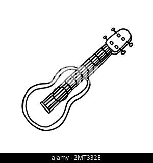 Guitare rose. Ukulele hawaïen. Illustration vectorielle en forme de contour plat. Illustration de Vecteur