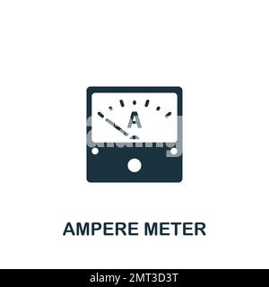 Icône de l'ampèremètre. Panneau monochrome simple de la collection d'instruments de construction. Icône ampère-mètre pour logo, modèles, web design et infographies Illustration de Vecteur