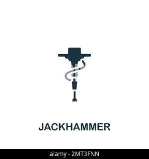 Icône Jackhammer. Panneau monochrome simple de la collection d'instruments de construction. Icône Jackhammer pour logo, modèles, web design et infographies. Illustration de Vecteur