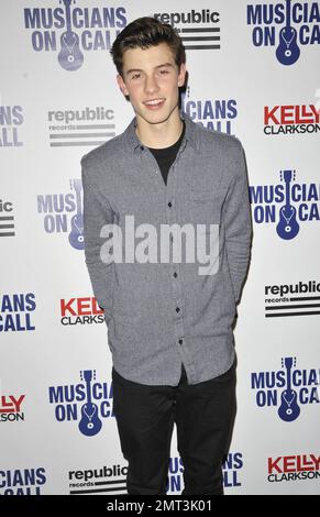 Shawn Mendes à l'événement musiciens sur appel à New York, NY. 18th novembre 2014. Banque D'Images