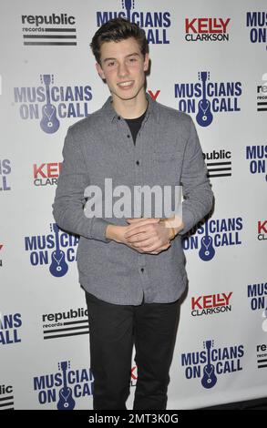 Shawn Mendes à l'événement musiciens sur appel à New York, NY. 18th novembre 2014. Banque D'Images