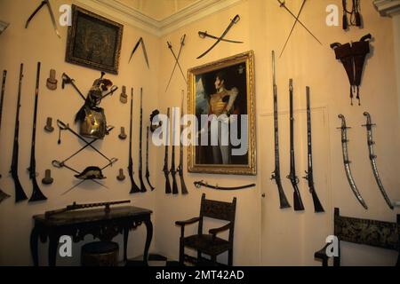 France, Vaucluse (84) Provence, Ansouis dans le parc naturel régional du Luberon, la salle d'armurerie du château du Xe Banque D'Images