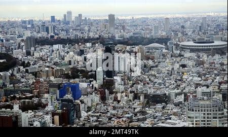 Vue sur la ville de Tokyo depuis le bâtiment Shibuya Scramble Square. Tokyo, Japon. Banque D'Images