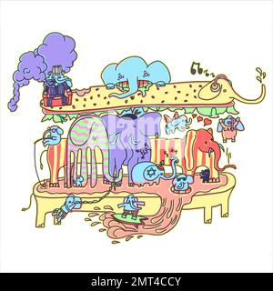 Illustration vectorielle colorée éléphant de style dessin animé isolée sur fond blanc Illustration de Vecteur
