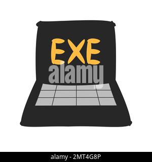 Icône d'ordinateur portable de style dessin animé plat isolée sur fond blanc. Illustration vectorielle Illustration de Vecteur