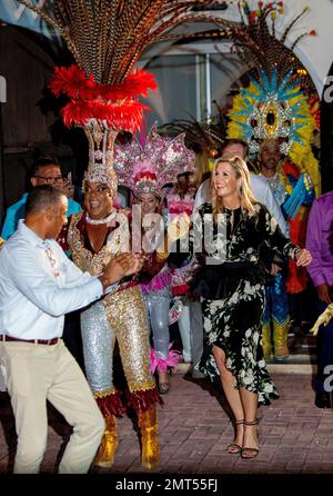 Oranjestad, Aruba. 31st janvier 2023. Queen Maxima des pays-Bas à la Plaza Padu à Oranjestad, sur 31 janvier 2023, pour assister au festival bon Bini Aruba le 3rd jour de la visite aux Caraïbes Credit: Albert Nieboer/pays-Bas OUT/point de vue OUT/dpa/Alamy Live News Banque D'Images