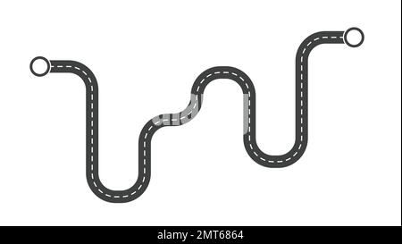 Chemin de bobinage sur fond blanc isolé. Modèle d'infographie sur l'emplacement de la route avec pointeur. Illustration de Vecteur