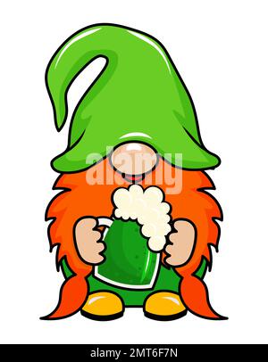 One Lucky Gnome - Design amusant de la Saint-Patrick pour affiche, t-shirt, carte, invitation, autocollant, bannière, cadeau. Le lepretchun irlandais shenanigans porte un charme chanceux Illustration de Vecteur