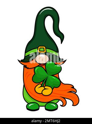 One Lucky Gnome - Design amusant de la Saint-Patrick pour affiche, t-shirt, carte, invitation, autocollant, bannière, cadeau. Le lepretchun irlandais shenanigans porte un charme chanceux Illustration de Vecteur