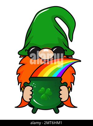 One Lucky Gnome - Design amusant de la Saint-Patrick pour affiche, t-shirt, carte, invitation, autocollant, bannière, cadeau. Le lepretchun irlandais shenanigans porte un charme chanceux Illustration de Vecteur