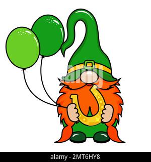 One Lucky Gnome - Design amusant de la Saint-Patrick pour affiche, t-shirt, carte, invitation, autocollant, bannière, cadeau. Le lepretchun irlandais shenanigans porte un charme chanceux Illustration de Vecteur