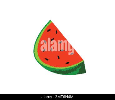 Fond de melon d'eau rouge mûr. Demi-vitamines juteuses avec des graines noires bio doux produit de nettoyage de corps tropical. Illustration de Vecteur