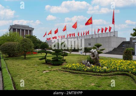 Hanoï, Vietnam, janvier 2023. Vue panoramique sur le mausolée de Ho Chi Minh dans le centre-ville Banque D'Images