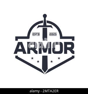 Design inspiration Blade Armor arme Silhouette Emblem badge logo design, modèle de symbole Illustration de Vecteur