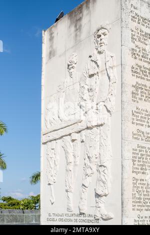 Détail de la murale du Conjunto Escultórico Comandante Ernesto Che Guevara, Mausoleo del Che Guevara, Mausolée du Che Guevara, Santa Clara, Cuba Banque D'Images